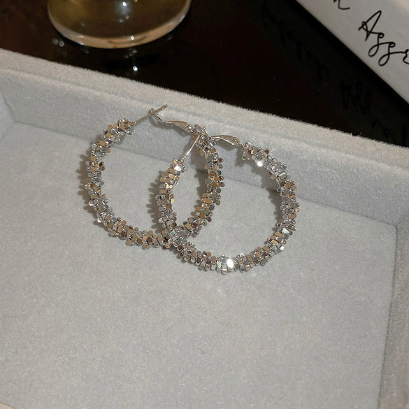 Metal Geometric Hoop Earrings Highend Luxury Electroplating Style For Women