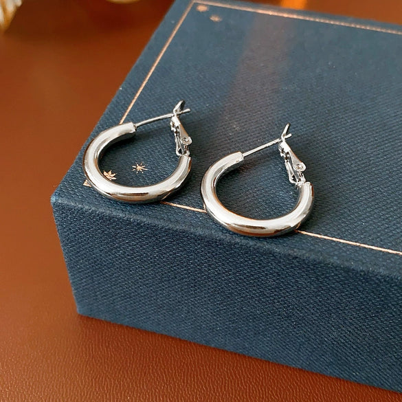 Metal Geometric Hoop Earrings Highend Luxury Electroplating Style For Women