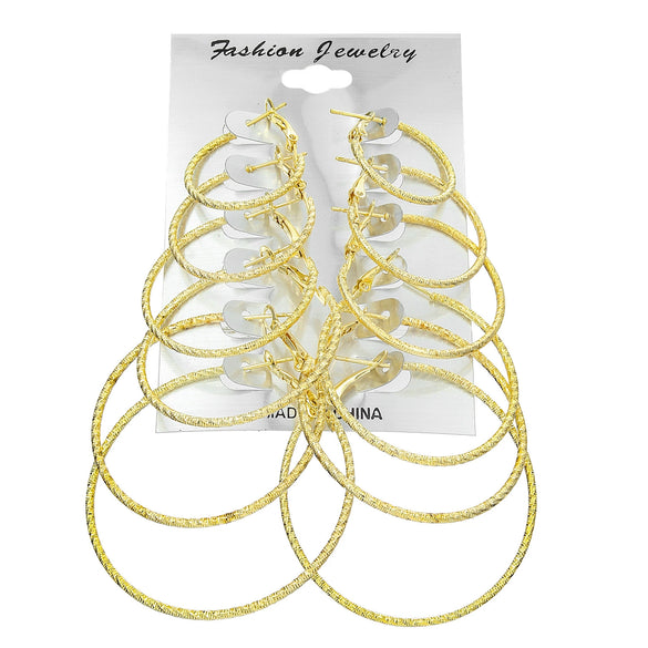 Metal Geometric Hoop Earrings Set Fashion Stylish Exaggerated Electroplated For Women