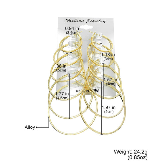 Metal Geometric Hoop Earrings Set Fashion Stylish Exaggerated Electroplated For Women