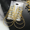 Metal Geometric Hoop Earrings Set Fashion Stylish Exaggerated Electroplated For Women