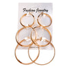 Metal Geometric Hoop Earrings Set Fashion Stylish Exaggerated Electroplated For Women