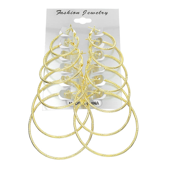 Metal Geometric Hoop Earrings Set Fashion Stylish Exaggerated Electroplated For Women