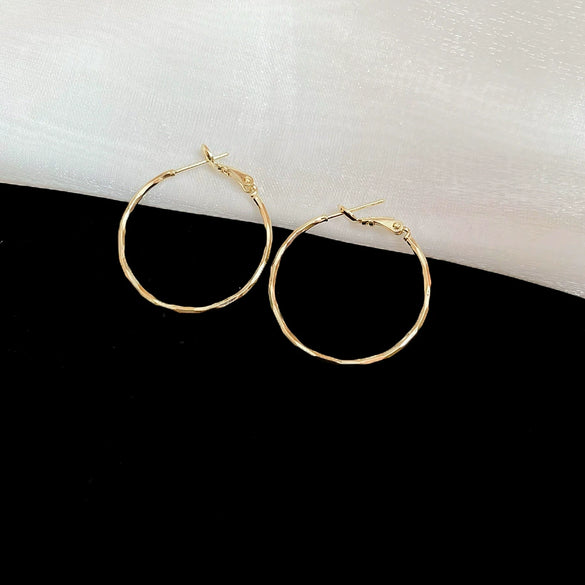 Metal Geometric Hoop Round Earrings For Women With Electroplating