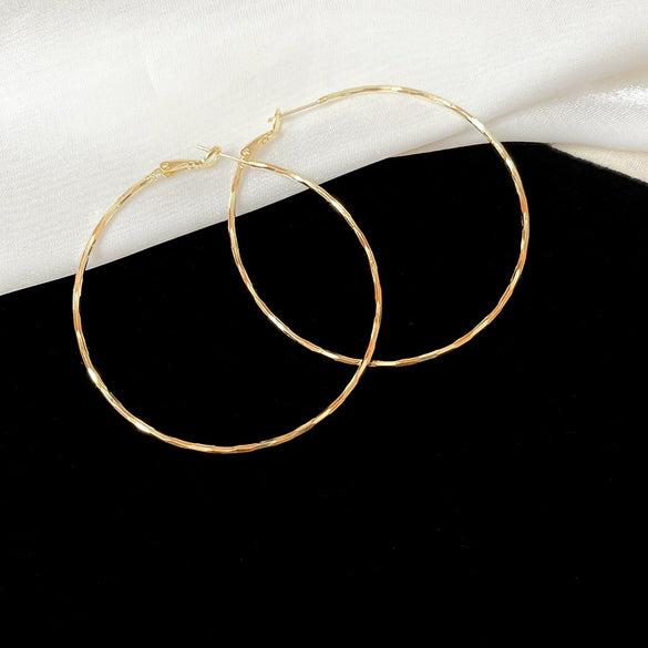 Metal Geometric Hoop Round Earrings For Women With Electroplating