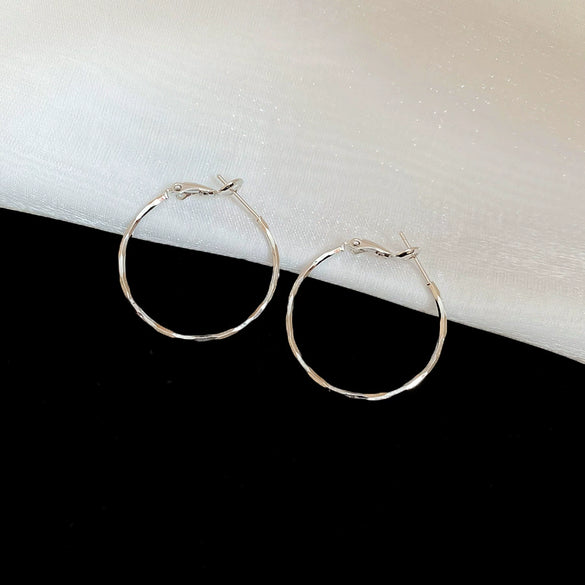 Metal Geometric Hoop Round Earrings For Women With Electroplating