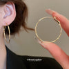 Metal Geometric Hoop Round Earrings For Women With Electroplating