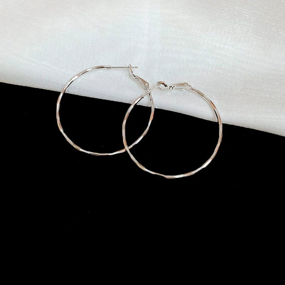Metal Geometric Hoop Round Earrings For Women With Electroplating