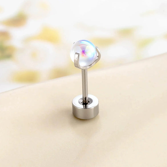 Metal Geometric Inlay Titanium Steel Earrings For Unisex Piercing