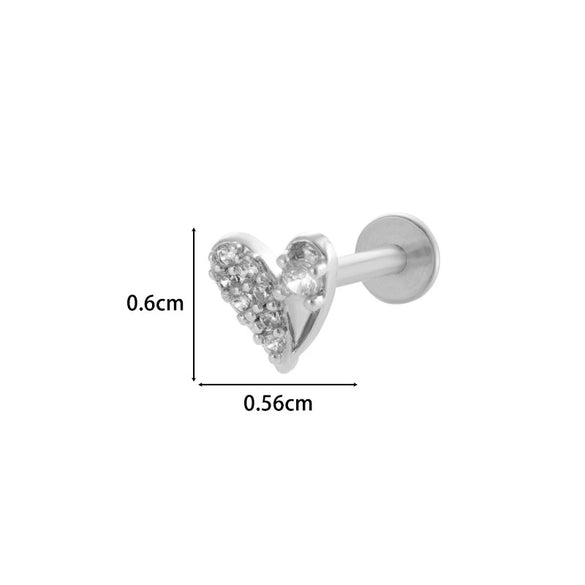 Metal Geometric Inner Tooth Thread Flat Bottom Rod Butterfly Flower Lip Nail Ear Bone Nail Puncture Jewelry For Women With Electroplating Treatment
