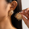 Metal Geometric Irregular Pleated Flower Bow Earrings Electroplated