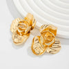 Metal Geometric Irregular Pleated Flower Bow Earrings Electroplated