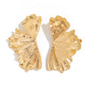 Metal Geometric Irregular Pleated Flower Bow Earrings Electroplated