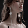 Metal Geometric Long Tassel Earrings Electroplated Simple Cold Style For Women