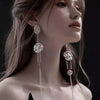 Metal Geometric Long Tassel Earrings Electroplated Simple Cold Style For Women