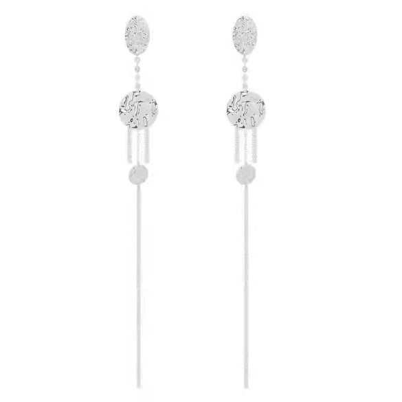 Metal Geometric Long Tassel Earrings Electroplated Simple Cold Style For Women