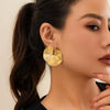 Metal Geometric Love Pleated Drop And Heart Shape Stud Earrings For Women With Electroplating Treatment
