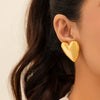 Metal Geometric Love Pleated Drop And Heart Shape Stud Earrings For Women With Electroplating Treatment