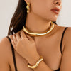 Metal Geometric Niche Style Wavy Open Collar Choker And Lava Bracelet For Women