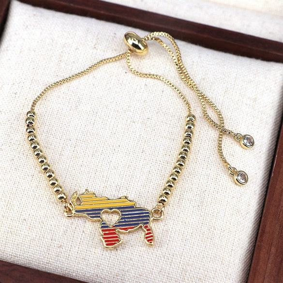 Metal Geometric Oil Dropping Adjustable Bead Chain Bracelet Jewelry For Women And Unisex