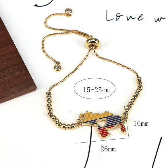 Metal Geometric Oil Dropping Adjustable Bead Chain Bracelet Jewelry For Women And Unisex