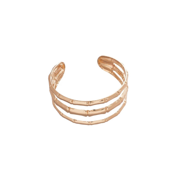 Metal Geometric Pattern Three Layer Open Bracelet For Women With Electroplating Design