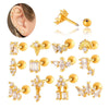 Metal Geometric Pendant Stainless Steel Rod Ear Nail Inlaid Zircon Set With Diamonds