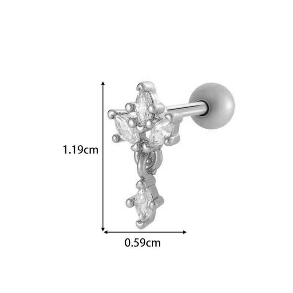Metal Geometric Pendant Stainless Steel Rod Ear Nail Inlaid Zircon Set With Diamonds