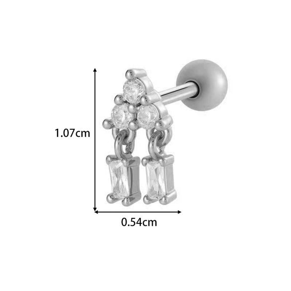 Metal Geometric Pendant Stainless Steel Rod Ear Nail Inlaid Zircon Set With Diamonds