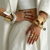 Metal Geometric Personality Electroplated Spring Bracelet With Irregular Wave Opening Design