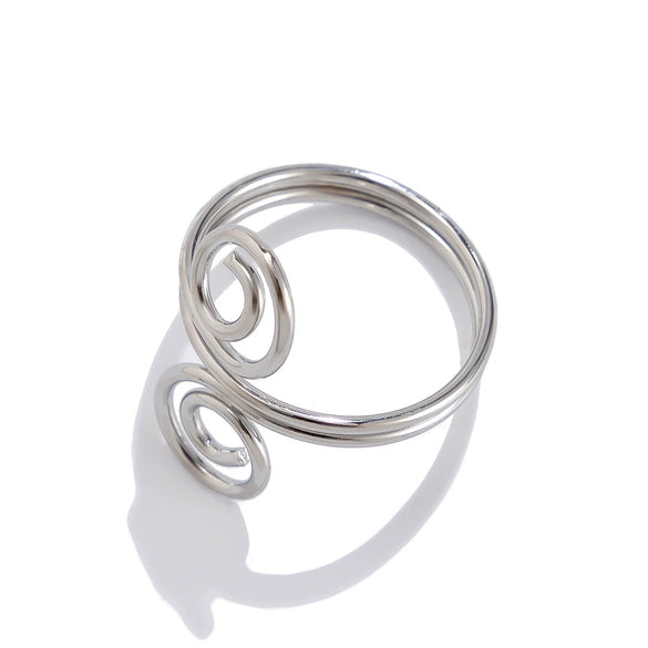 Metal Geometric Personality Open Ring And Hoop Finger Ring Bracelet With Metal Thread Winding And Electroplating