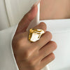 Metal Geometric Pleated Concaveconvex Open Finger Ring For Women With Electroplating