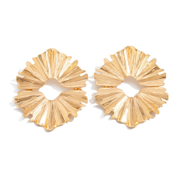 Metal Geometric Pleated Leaf Electroplated Women's Earrings