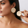 Metal Geometric Pleated Leaf Electroplated Women's Earrings