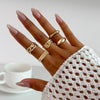 Metal Geometric Pleated Water Drop Ring Set For Women With Electroplating Design And Hiphop Style
