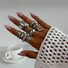 Metal Geometric Pleated Water Drop Ring Set For Women With Electroplating Design And Hiphop Style
