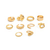 Metal Geometric Pleated Water Drop Ring Set For Women With Electroplating Design And Hiphop Style