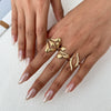 Metal Geometric Pleated Water Drop Ring Set For Women With Electroplating Design And Hiphop Style