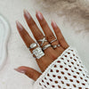 Metal Geometric Pleated Water Drop Ring Set For Women With Electroplating Design And Hiphop Style