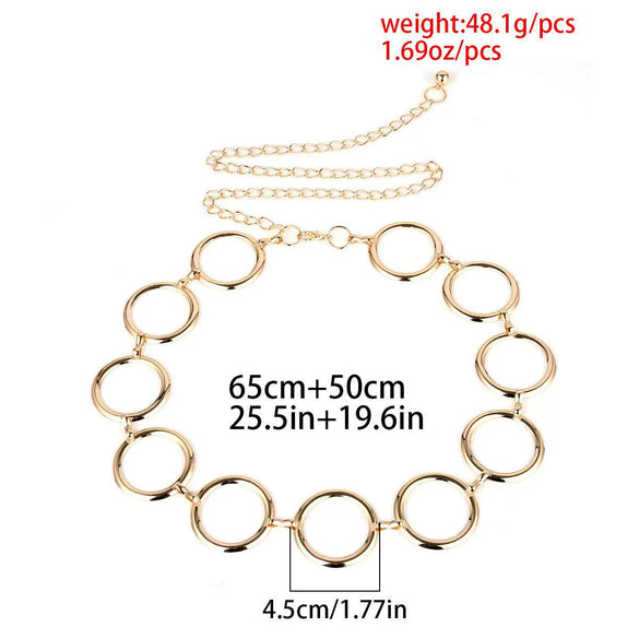 Metal Geometric Round Body And Waist Chain