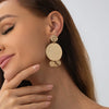 Metal Geometric Round Pendant Earrings Exaggerate Style Electroplating For Women