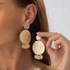 Metal Geometric Round Pendant Earrings Exaggerate Style Electroplating For Women