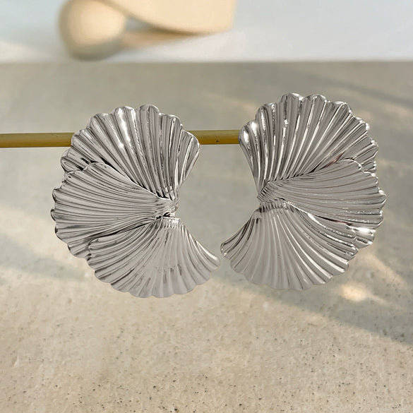 Metal Geometric Scallop Electroplating Women's Earrings
