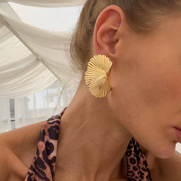 Metal Geometric Scallop Electroplating Women's Earrings