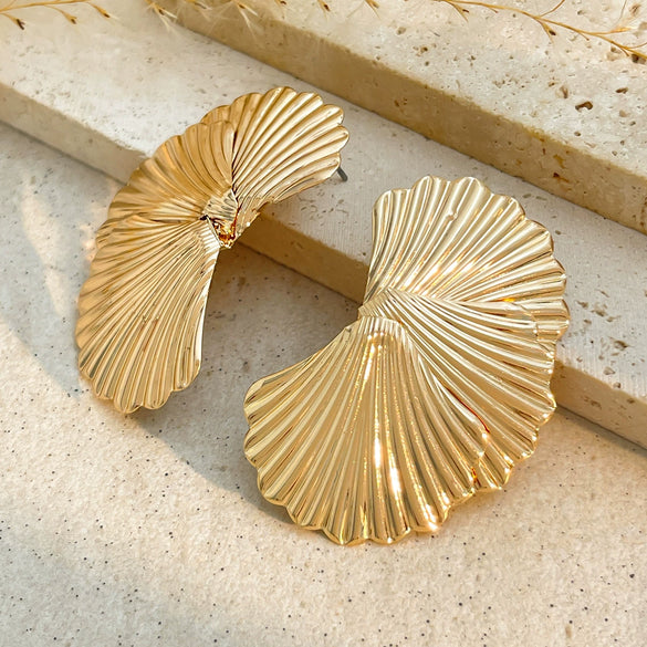 Metal Geometric Scallop Electroplating Women's Earrings