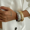 Metal Geometric Spring Buckle Open Bracelet With Electroplating