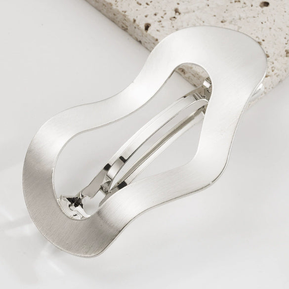 Metal Geometric Spring Clip Hair Accessories Electroplating Oval Hollow Light Luxury Style