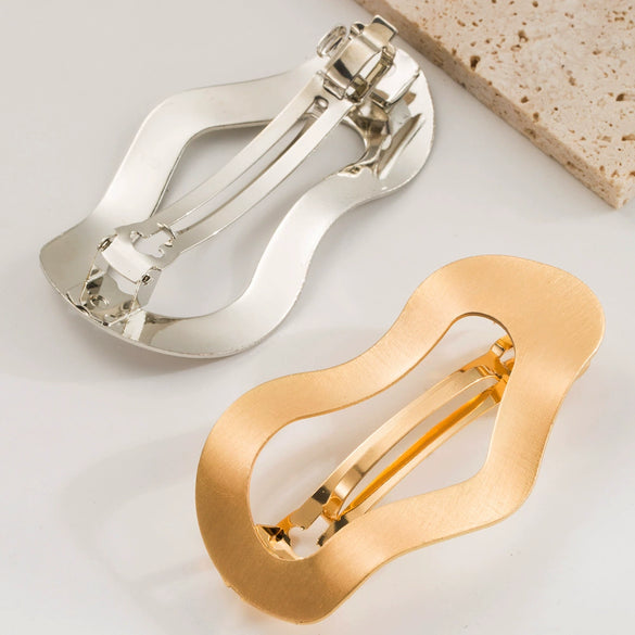 Metal Geometric Spring Clip Hair Accessories Electroplating Oval Hollow Light Luxury Style