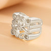 Metal Geometric Square Cut Out Flower Ring For Women With Electroplating