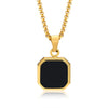 Metal Geometric Square Pendant Necklace Black And White Shell Electroplating Minimalist Men's